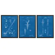 [Namly Design] Patent Drawing Poster - Golf Inventions / Set of 3