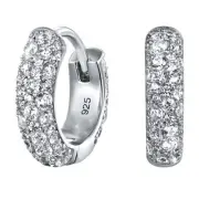Mens Women's 3d Fully Iced Cz 925 Sterling Silver Honey Comb Set Hoop Earrings