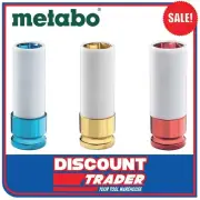Metabo Wheel Nut Socket Set 3 Piece 1/2" Square Drive Metric + Case - 6.28833
