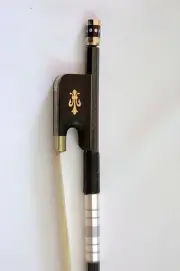 Top Braided Carbon Fiber 4/4 Cello Bow, Fluer-de-lys Inlay, Ebony Frog