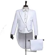Men Tailcoat Tuxedo Suit Trousers Set, Men"s Tuxedo Trousers Suit With Bow Tie WHITE L