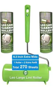 Leo 6.3-Inch-Wide Large Lint Roller Extra Sticky Large Surface Lint Roller