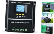 100A MPPT Solar Charge Controller 12V 24V 36V 48V LCD Display Battery