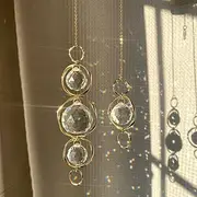 2 Pcs Crystal Suncatcher Wind Chimes for Outside,Crystal Suncatcher Prisms Hanging Outdoor Wind Chimes,Sun Catcher Hanging Crystals for Windows,Suncatchers Wind Chime Garden Decor Wedding Decoration