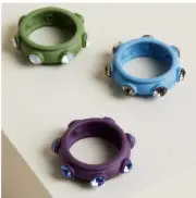 Torrid Blue, Green, & Purple Matte Stone Ring Set NWT