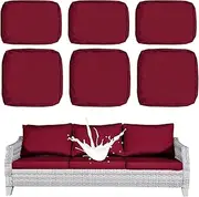 Oslimea Outdoor Patio Cushion Covers Replacement 6pcs Patio Furniture Cushion Seat Cover Waterproof Washable Sofa Couch Chair Slipcover Furniture Protector for Indoor Outdoor, Red