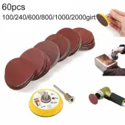 60pcs 2 Sanding Disc Hook &Loop Sandpaper Backing Pad Set Mixed Grit 100-2000