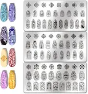 PH PandaHall 3pcs Glass Window Nail Art Templates, 79 Patterns Flower Window Mini Flower Nail Stamping Plate Nail Art Stencils Stainless Steel Plates for Nail Design Print Manicure Salon