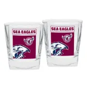 Manly Warringah Sea Eagles NRL Set of 2 Spirit Glasses 250ml Glass FULL COLOUR