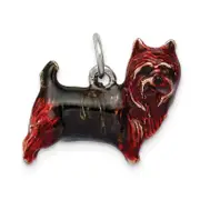 Sterling Silver Enameled Brown & Sable Cairn Terrier Charm