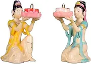 Whistling Kettle， Candle Holder,Temples Candle Stand,Resin Maid Fairy Butter Lamp Holder Candle Lamp Holder Long Lamp Candle Holder for Buddha and Lotus Lantern