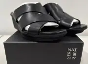 Naturalizer Womens Rowena Black Wedge Sandals Shoes 8.5 Wide