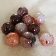 Lot Of 10 Small Red Fire Quartz Spheres - USA
