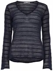 4/13 NEU ONLY Damen Fein Strick Pulli onlPEONY PULLOVER Ajour Muster blau Gr. M