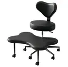Ergonomic Cross Legged Swivel Chair, Adjustable Height and Teddy Fabric, Chair