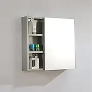 Wall Mirrors, Bathroom Cabinet, Wall Cabinet with Shelf, Stainless Steel Waterproof Makeup Storage Box (Silver 60 * 80 * 13cm)