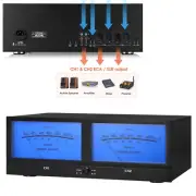 Dual Analog VU Meter DB Panel Audio Switcher Box MIC/LINE Sound Level Indicator
