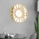 Wall Mounted Crafting Modern Ornament Boho Wooden Accent Mirror for Housewarming