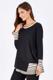 Contrast Sleeve Tunic--THRE-18692