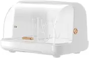 Baby Bottle Drying Stand, Bottle Drying Rack with Cover and Drain Board, Portable Kitchen Cabinet Organizer Baby Dinnerware Organizer Bottle Drying Rack Container for Home, Kitchen, 38*27*23cm, White