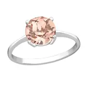 Silver Solitaire Ring with Peach Stone