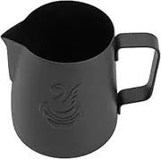Milk Frothing Pitcher 380ml, Steaming Pitchers Stainless Steel Milk Coffee Cappuccino Latte Art Steam Pitchers Milk Jug Cup with Handle for Milk Coffee 380ml (Black)