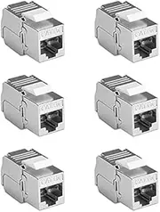 EACTEL 6 Pcs Shielded Module Jacks for Snap-in Patch Panel Installation of CAT6A Cables