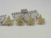 Gold Metal Christmas Tree Napkin Rings Holders Set of 4 Cypress Home
