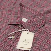 GMF NWT Casual Button Down Shirt Size 15.75 40 M US In Red With Gray Plaid