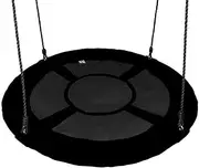 Hi Suyi 100cm Disc Giant Nest Web Rope Hanging Tree Swing Seat Set Heavy Duty Easy to Set Up for Kids Children Adult Outdoor Backyard Garden Large Size Black