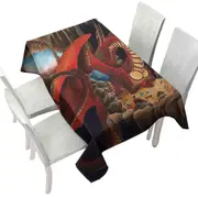 Cool Fantasy Art Dragon Reading a Book Tablecloth