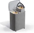 Laundry Baskets (GREY, 90L) Laundry Hamper with Wheels & Lid: Large Washable Dir