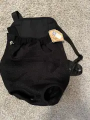 Dog Sling Backpack Carrier Travel Shoulder Bag ~ Black ~ Small