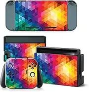 ROIPIN Skin for Nintendo Switch Console and Controller, Stickers Vinyl Decals Film for Nintendo, Gaming Protective Accessories(Mosaic Rainbow)