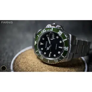 原裝進口正品 PARNIS柏尼時 綠水鬼 SUBMARINER 機械錶潛水錶 手錶腕錶