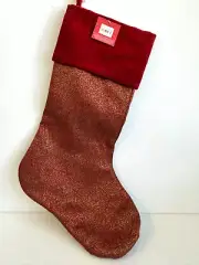 St. Nicholas Square Burgundy & Gold Jacquard Christmas Stocking NWT Kohls
