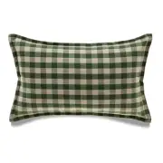 Green And Beige Buffalo Check With Microgel Feather-Like Insert Pillow
