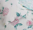 SPRING BLOOM 3pc Queen QUILT : COZY LARGE FLOWER GARDEN PINK BLUE HYDRANGEA