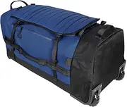 [Bagenerous] 86L 30” Folding Duffle Backpack with 2 Wheels,Travel Bag with Separate Shoe Compartment, Navy Blue, Folding Duffle Backpack With 2 Wheels