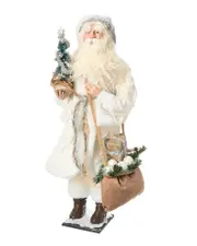 K&K Interiors 27in Santa in Coat with Tree & Sack of Gifts