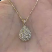 1.50Ct Pear Cut Lab-Created Diamond Pear Shape Pendant 14K Yellow Gold Plated