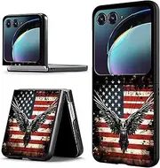 [ACWDMKH] for Motorola Razr Plus 2023 Case/Motorola Razr 40 Ultra Case Slim Hard PC Ultra-Thin Anti-Scratches Shockproof Protective Cover Case for Motorola Moto Razr + Plus 2023,America Flag Eagle