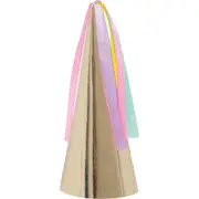 Gold and Pastel Unicorn Horn Party Hats (Pack of 8)