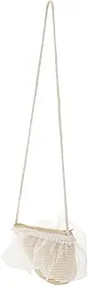 [BESTYASH] Girl Purse Straw Bag Woven Mesh Beaded Toddler Tote Bag Imitation Pearl For Kids Activities Outdoor Summer