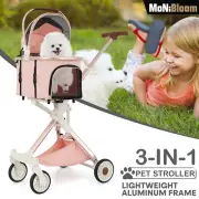 4 Wheels Foldable Pet Stroller Detachable Carrier Car Seat 3-in-1 Cat Dog Cage