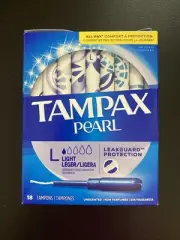 Tampax Pearl Tampons, Light Absorbency With Leakguard Braid, Unscented, 18Count