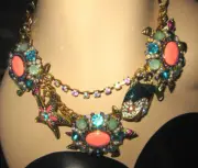 BETSEY JOHNSON SHELL SHOCKED TURTLE FISH STARFISH WITH BLING STATEMENT NECKLACE