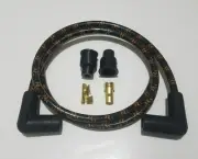 28" SUPPRESSION CORE VINTAGE CLASSIC BRAIDED CLOTH BLACK ORANGE SPARK PLUG WIRE