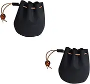[LIFKOME] 2pcs Coin Purse Men’s Wallet Leather Change Purse Leather Drawstring Bag Mens Clutch Bag Drawstring Purse License Holder Cards Wallet for Men Credit Handbag Pouch Man