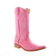 Los Altos Versace Square Toe Ostrich Mens Pink Wide Cowboy Western Boots